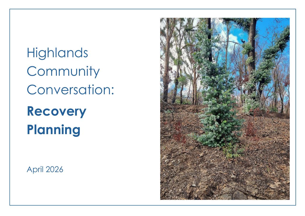 Cover of the Highlands Community Conversation recovery planning booklet